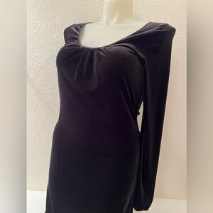 Laundry by Shelli Segal Stretch Velvet 37.5 Knee Length Dress 12 Black